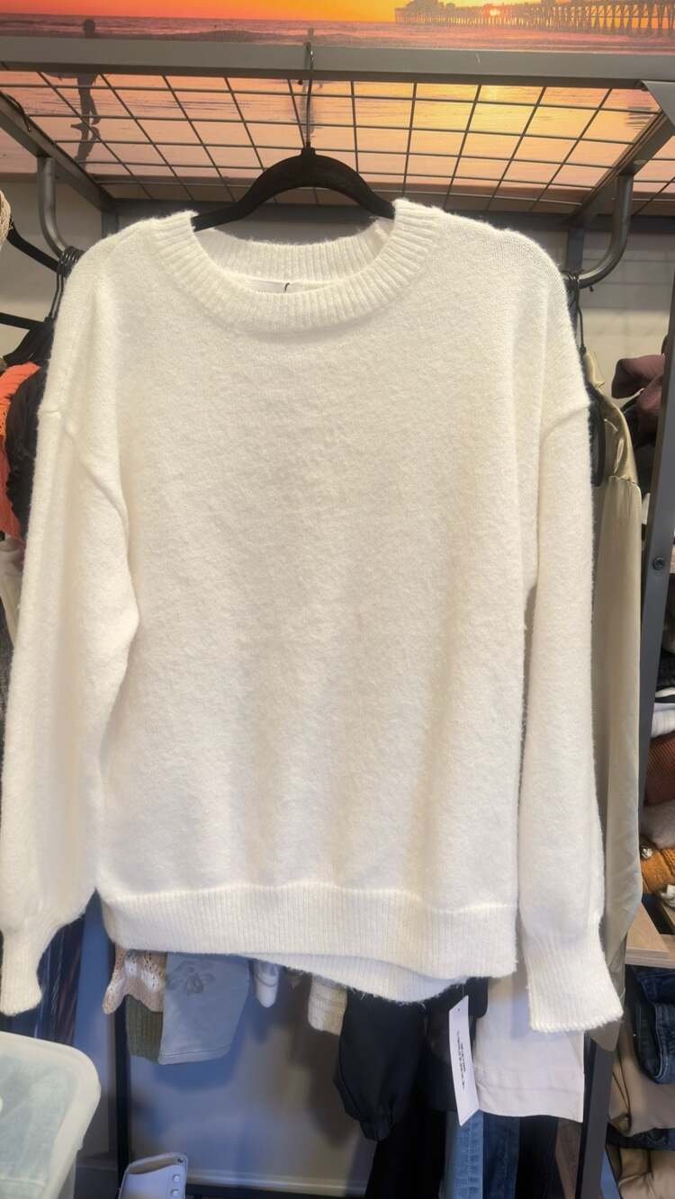 Princess Polly Cozy Crew Knit Sweater White Size S/M - Picture 2 of 5